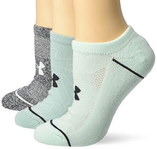 Under Armour Women's Phenom No Show Socks, 3-Pairs, Seagrass Blue/Jet Gray, Shoe Size: Womens 6-9