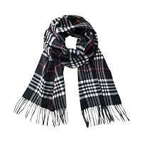 CALVIN & OLIVIA Cachecol de inverno ultramacio com sensação de caxemira, quente, longo, unissex, presente perfeito para mulheres e homens, Xadrez preto e branco, Standard
