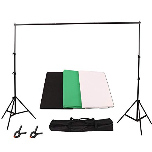 Kit de pano de fundo de fotografia de estúdio com suporte de metal de 2 * 3m / 6,6 * 10 pés + 3pcs 1