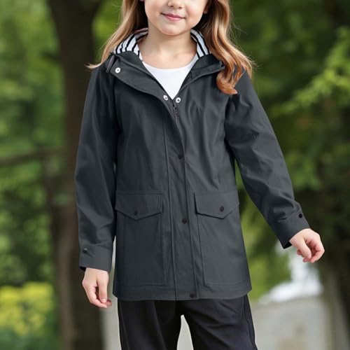 Teens Boy Rain Jacket Waterproo𝐟 Windbreaker Lightweight H𝐨oded Coat Kids Toddler Lightweight Jackets Girls4