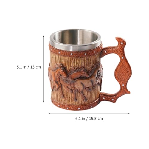 Taza Vikinga para Beber de Resina Evita Vuelcos: Jarra Gruesa Estable de Diseño Redondo 3