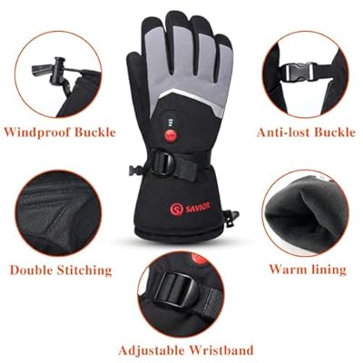 SAVIOR HEAT Rechargeable Heated Gloves with 3 Heating Levels - Electric Ski Gloves, Touchscreen, Waterproof for Men Women