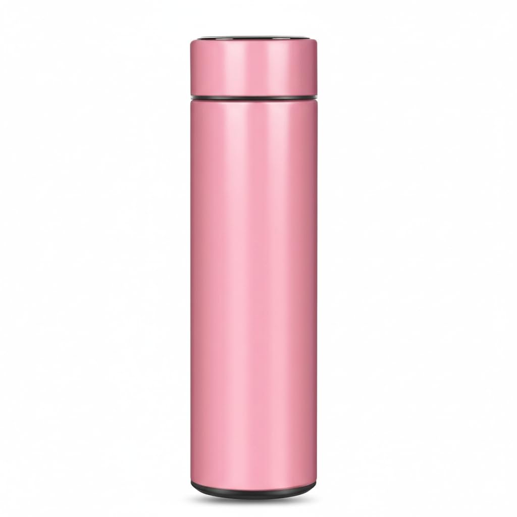 PANJIRI Travel Coffee Mug Stainless Steel Water Bottle Leak Proof Smart Lid 17oz 500 ML for Office Car and Outdoor (Pink)