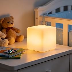 COPU Rechargeable LED Cube Lights,6-inch Dimmable Kids Night Light w/Remote | Color Changing Light up Cube, Waterproof Square Shower Lamp, 8 Level Brightness Mood Lamp for Bedroom Nursery Party Decor