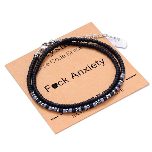 Image of Btysun Inspirational Morse Code Bracelets for Women Men Teen Girl Gifts Best Friend Birthday Gifts for Him Her Adjustable Layered Secret Message Sister Bff Girfriend Sister Christmas Jewelry