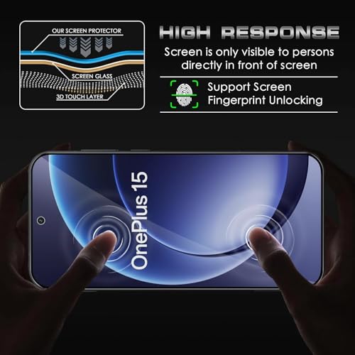 Image of WonRia 2+2 Pack - Privacy Tempered Guard for OnePlus 15 5G [FingerPrint Unlock] with 3D Camera Glass Protector Screen Guard Protector | Anti-Spy - Installation Kit