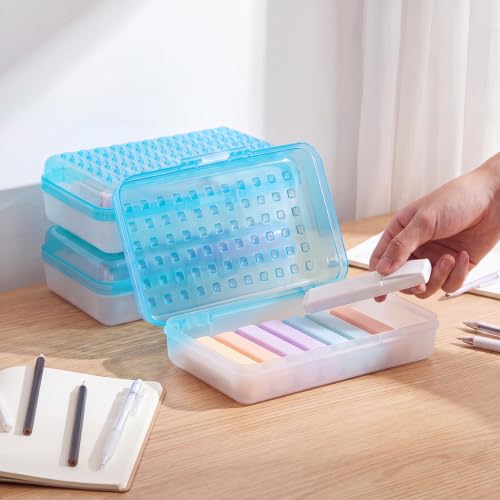 Image of Blulu 6 Pack Plastic Pencil Boxes Bulk Large Pencil Case,Blue