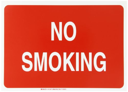 No Smoking adhésif vinyle résistant Brady 141947 blanc sur rouge 35 cm