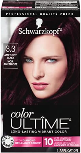 Schwarzkopf Color Ultime Hair Color, 3.3 Amethyst Black, 1 Application - Permanent Black Hair Dye for Vivid Color Intensity and Fade-Resistant Shine up to 10 Weeks