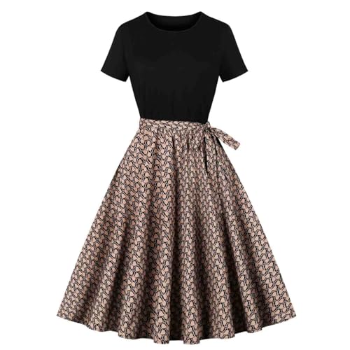 Keepink Sommerkleider für Damen, Vintage-Kleider im Stil der 50er und 60er Jahre, lässig, kurzärmelig, ausgestelltes Kleid, Vintage-Kleid mit...