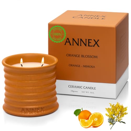 Scented Luxury Candles in Handmade Ceramic Jars, Soy Wax | Orange...