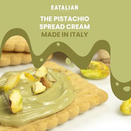 Image of EATALIAN by AMZ BETTER Pistachio Cream, 17.63 oz /500 gr, Delicious Spreadable Cream with Sweet and Unique Taste, Perfect with Ice Creams, for Filling Cakes and Dubai Chocolate, Made in Italy