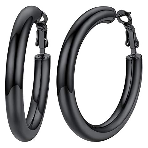 Pendientes redondos negros U7 Cover