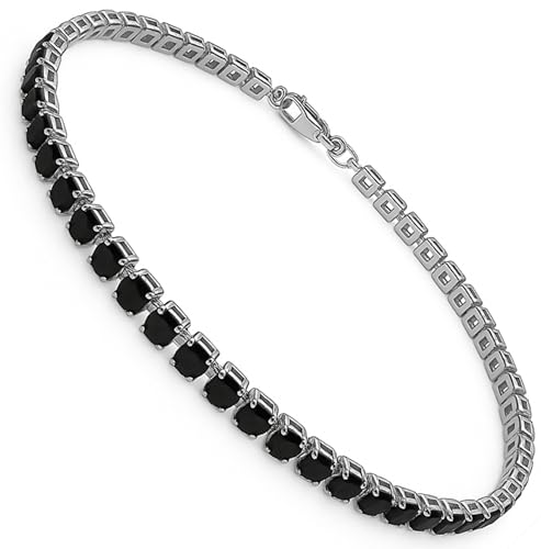 Dada Gioielli - Bracciale Tennis Donna Zirconi da 3 mm Lunghezza 17+3 cm Acciaio Inossidabile Elegante e Resistente, Idea Regalo Donna (Nero)