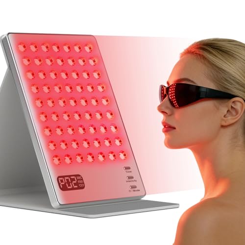 FSA Red Light Therapy for Face and Body:Cordless Infrared Light Panel with Non-slip mat 4 Colors 3 Intensities Timer rechargeable HSA Portable LED Light Therapy Face Panel Recovery Skin Health Gift