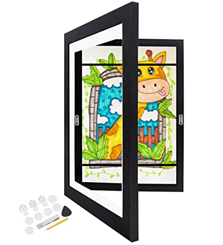 Veelot Kids Art Frame Front Opening Changeable Kids Artwork Frames Great For Kids Drawings Storage Frames Children Art Projects Schoolwork Crafts A4 Hanging Art (1Pack Black) #TOP7