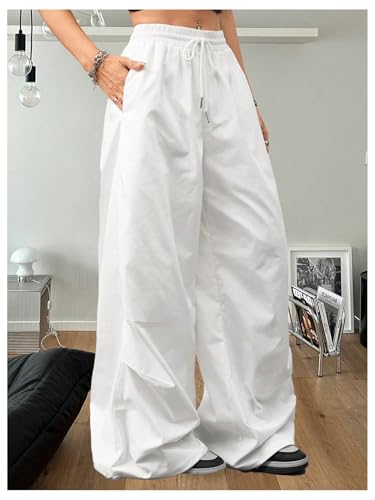 SHENHE Women's Y2k Low Rise Baggy Pants Wide Leg Drawstring Elastic Waist Track Pants Trousers2