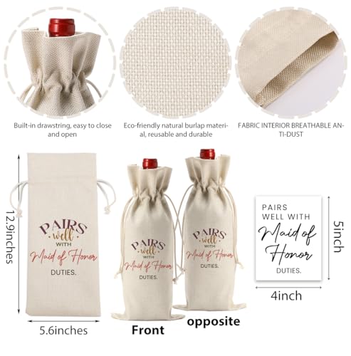 Image of FBCCZEY Matron of Honor Proposal Gifts Wedding Day Essentials Bridesmaid Duties Wedding Wine Bag with 2pcs Wine Labels Labeling Supplies