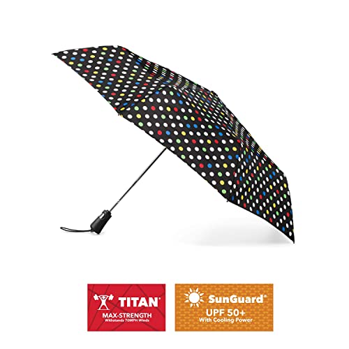 Totes Titan Compact Travel Umbrella - Uv Sun Protection, Windproof, Water Repellent, One Touch Auto Open/Close #TOP4