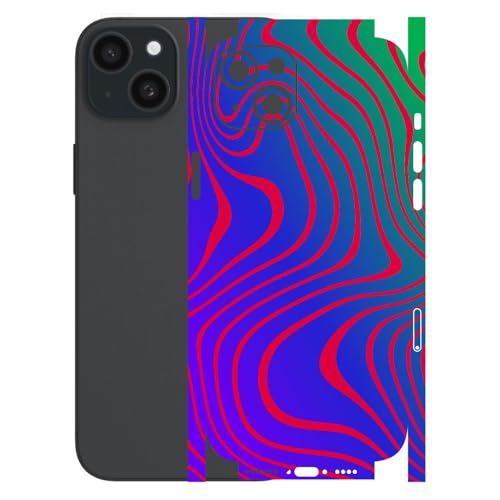 Image of AtOdds - Compatible for iPhone 15 Plus - Mobile Back Skin Sticker - Lamination - Rear Screen Guard Protector Film Wrap (Coverage - Back+Camera+Sides) (Design - Hydro Dip)