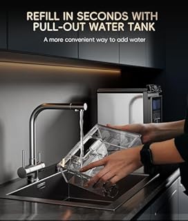 ecozy Smart Nugget Ice Maker Countertop, First Full-Color Smart Panel Ice Machine with APP Control, Double-Layer Insulation, 44 lbs/24H Soft Pellet Chewable Ice, Pull-Out Water Tank, Self-Cleaning