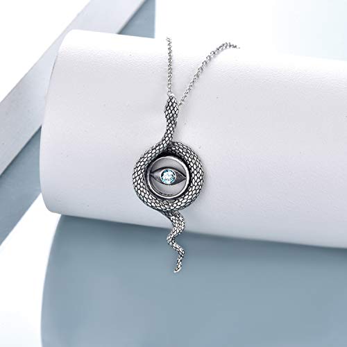 Yafeini Snake Necklace Sterling Silver Evil Eye Snake Pendant Necklace Christmas Snake Jewelry Gifts For Women Mom #TOP1