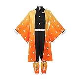 CR ROLECOS Zenitsu Agatsuma Cosplay Costume for Zenitsu Cosplay Kimono Outfit Uniform Suit Halloween S
