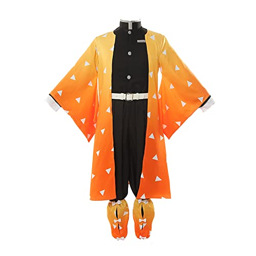 CR ROLECOS Zenitsu Agatsuma Cosplay Costume for Zenitsu Cosplay Kimono Outfit Uniform Suit Halloween M
