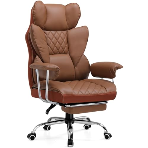 Best Computer Chair under $500 for Ultimate Comfort and Support 6 COMHOMA Big and Tall Office Chair, High Back Leather Gaming Chair with Footrest, Executive Ergonomic Office Chairs with Pocket Spring Lumbar Support and with Outward Fixed Soft Armrests