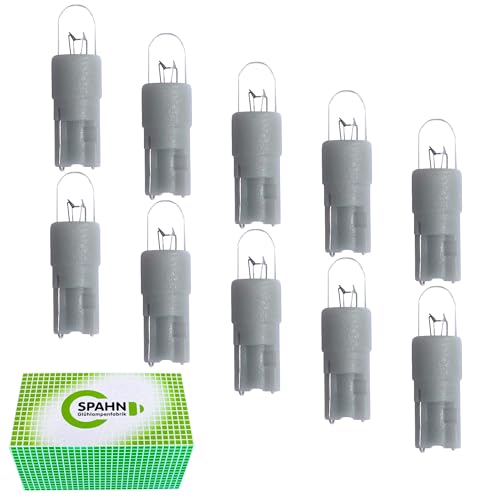 Spahn 10 Stück Glühlampe 12V 0,5W W2x4,6d Kunststoffsockel Glühbirne Lampe Birne 12Volt 0,5Watt in grau | Tacholampe Tachobeleuchtung Instrumentenbeleuchtung Instrumententafelbeleuchtung