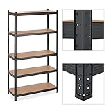 Relaxdays Schwerlastregal, 5 Ebenen, HBT 180x100x30 cm, 1250 kg Tragkraft, Metall Lagerregal für Keller, Garage, schwarz