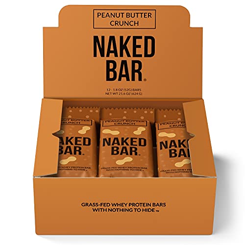 NAKED Peanut Butter Crunch Protein Bars - High Protein Snacks Made with Grass-Fed Whey Protein - Gluten Free Protein Bars, Soy Free, No GMOs, No Artificial Sweeteners - 12 Packâ€¦