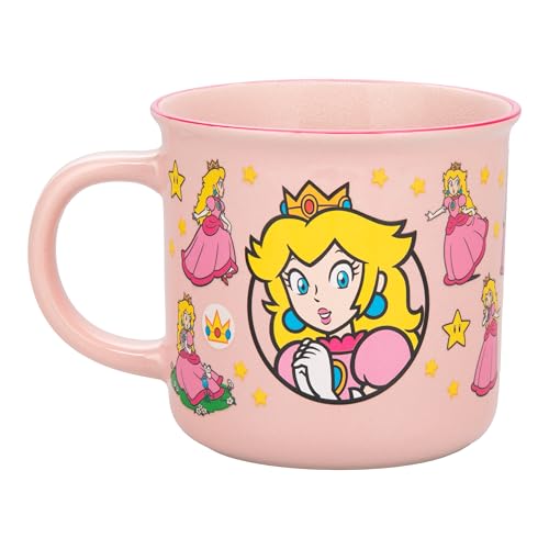 Paladone Taza de café con efecto térmico de Super Mario Princess Peach de 300 ml, con licencia oficial, color rosa, taza de café de cerámica para bebidas calientes, regalo para jugadores, colección de