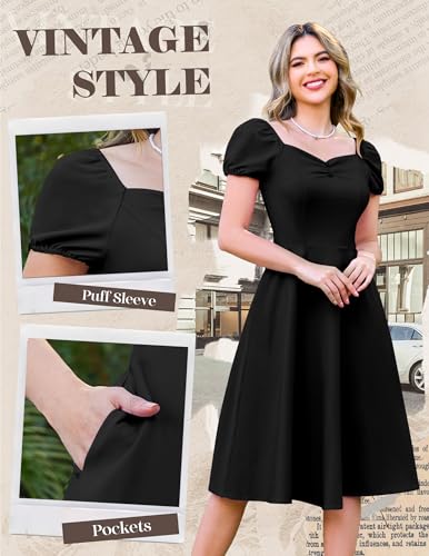 Image of Wedtrend Women's 1950s Dresses With Sleeve 40s Tea Party Dresses Cocktail Dress Swing Vintage Dress