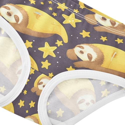 Wusikd Sleeping Sloths Girls' Underwear Cotton Yellow Stars Girls Briefs Soft Toddler Underwear 2T4