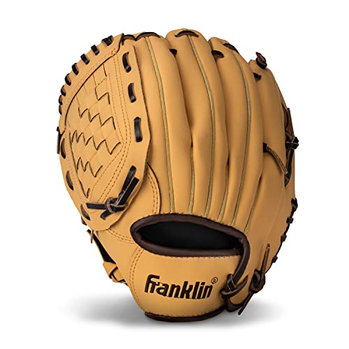 Image of Franklin Sports Baseball and Softball Glove - Field Master - Baseball and Softball Mitt - Adult and Youth Glove - Right Hand Throw - 12 inch - Black /Gold