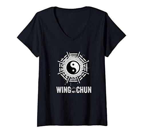 Donna Wing Chun Yin Yang Kungfu cinese Kungfu Equilibrio di arti m Maglietta con Collo a V