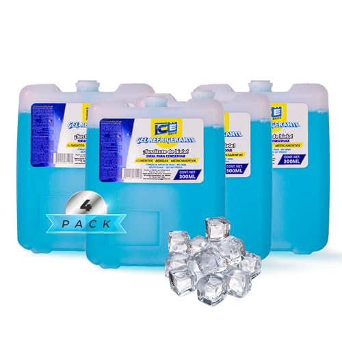 ICE BRICK | Pack X4 Gel Refrigerante Azul 300ml | Hieleras para Loncheras |...