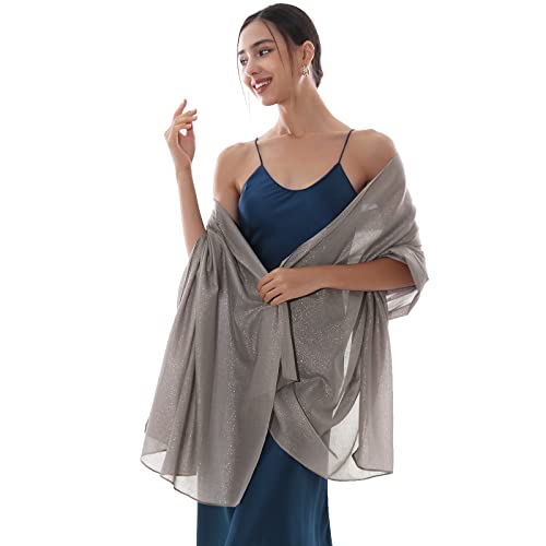 RIIQIICHY Damen Schal Stola Fur Abendkleid Grau Schals tücher Festlich Halstuch Hochzeit Cover