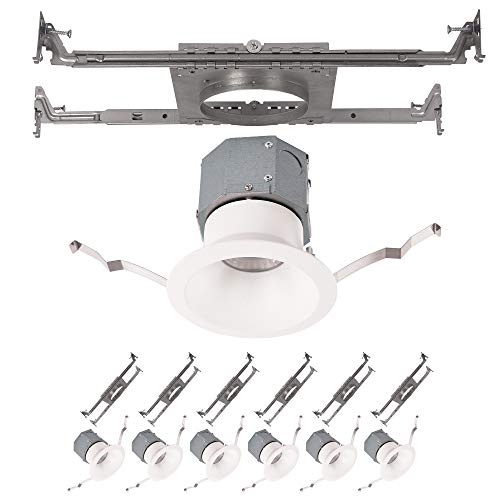 Pop-in 4in LED Round New Construction Recessed Kit 3000K in White (Pack of 6)