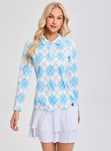 Image of Soneven Women's Golf Shirt Moisture Wicking Long Sleeve Shirt Half Zip Pullover Athletic