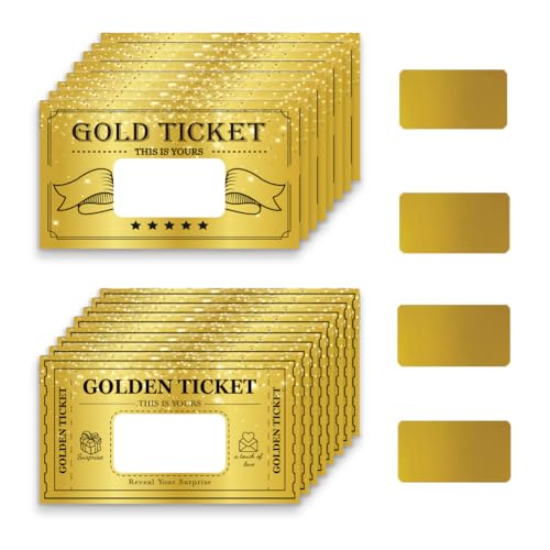 PLIGREAT 120 carte à Gratter Golden Ticket Chèques Cadeaux Vierges Tickets à Gratter Cartes de Tombola à Faire Soi Même pour Petites Entreprises Vacances Douche Nuptiale Révélation Surprise