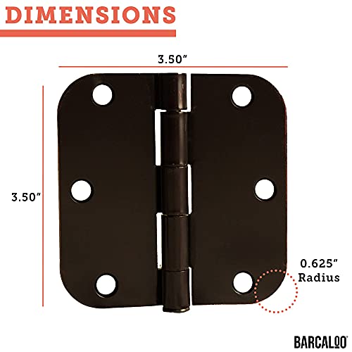 Barcaloo 12 Pack Of Door Hinges Oil Rubbed Bronze - 3.5 X 3.5 Inch Interior Hinges For Doors With 5/8" Radius Corners #TOP3