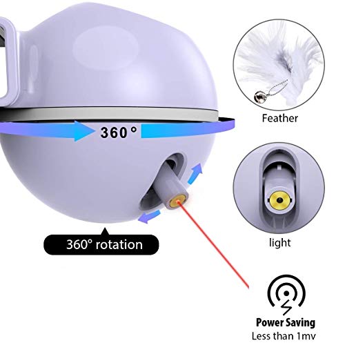 Brinquedo de laser para gatos, 2 em 1, automático, 360 graus, giratório, eletrônico para gatos, gato