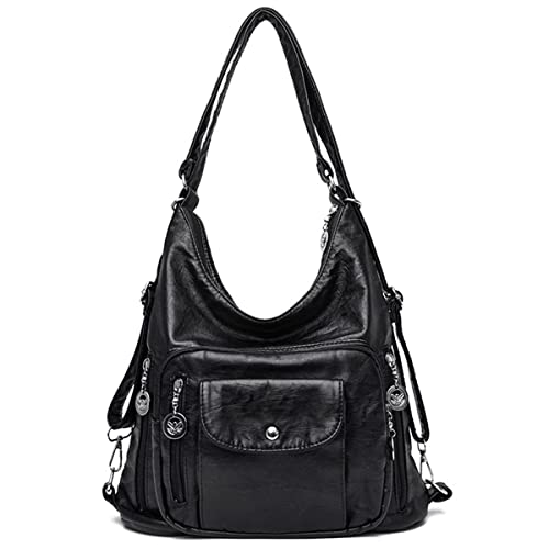 Image of Convertible Backpack Purse for Women PU Leahter Handbag Fashion Hobo Multiple Pockets Tote Satchel Shoulder Bag