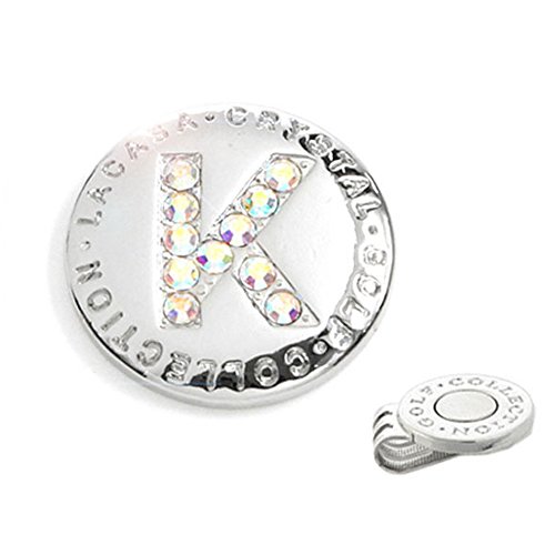 Golf Ball Marker Magnetic Hat Clip, Initial K, Made with Stellux Austrian Crystal Ball Marker Hat Clip, BMK