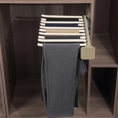 Slide Out Pants Rack Closet Hanger Bar Pull Trousers Tie Belts Scarf Racks Top Mounted Wardrobe Clothes for Closet Retractable,Pants Hanger Rack SpaceSaving Clothesfor Closet Adjustable Jean