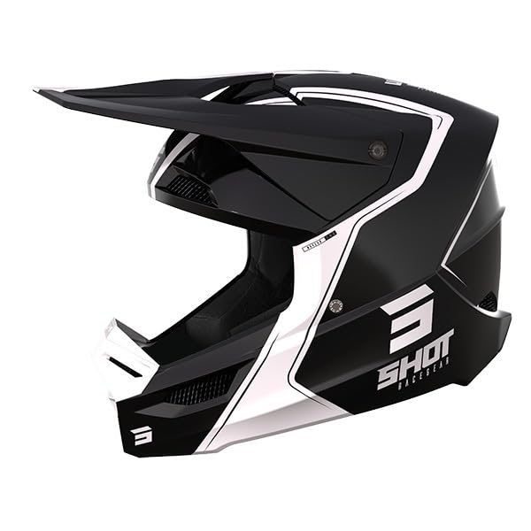 SHOT RACE GEAR Casque Motocross Furious Reflex Black Glossy – Casque Moto Tout-Terrain Homologué ECE 22.06 – Ultra Léger 1300 g – Ventilation...
