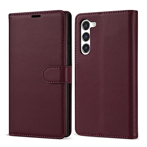 Neiye Compatible with Samsung Galaxy S23 Wallet Case with RFID Blocking Card Slots Stand Magnetic Closure Flip PU Leather Phone Cover for Samsung Galaxy S23 Case Wallet(6.1 inch-Wine Red)