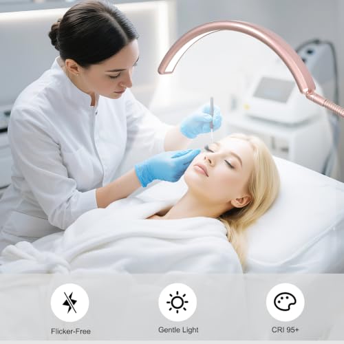 Image of Half Moon LED Floor Light - Professional Shadow-Free, Dimmable Lamp | for Lash Techs, Estheticians & Tattoo Artists | Eyelash Extensions, Nail Art, Home & Office (Rose Gold)